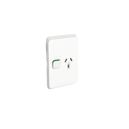 PDL391-VW-500x500 PDL391-VW PDL Iconic Single Switched Socket 10A Vertical 250V Vivid White - Image 1