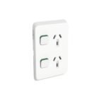 Iconic - Double Switched Socket Outlet Vertical 10A, 250V - Vivid White