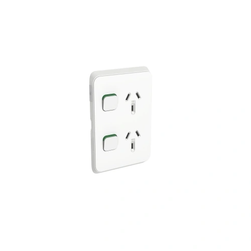 PDL392-VW-500x500 PDL392-VW PDL Iconic Double Switched Socket 10A Vertical 250V Vivid White - Image 1
