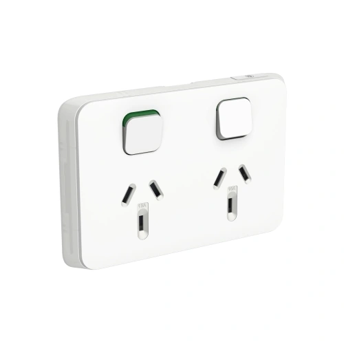 PDL395-VW-500x500 PDL395-VW PDL Iconic Double Switched Socket 10A Horizontal Vivid White - Image 1