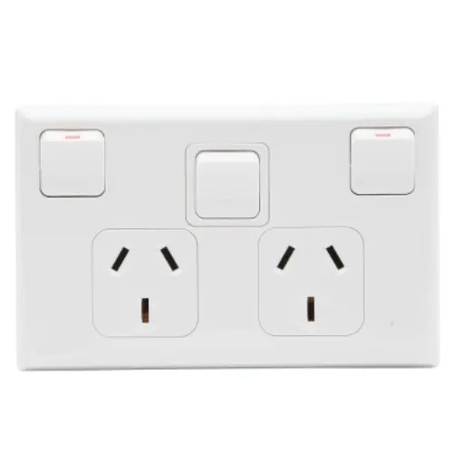 PDL695XWH webp PDL 600 Outlet double 10A H & SW WH - Image 1