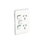 PDL392X-VW Iconic Socket 10A Double Vert Extra Switch White