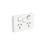 PDL395X-VW Iconic Socket 10A Double Horiz Extra Switch White