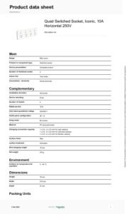 PDL395H4-VW Iconic Sw Socket 10A 4Way Horiz White - Image 2