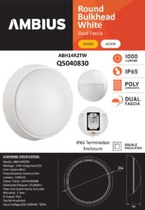 Bulkhead LED 14W 3-4K RND White