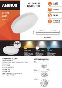 26W LED Ceiling Light 380X60mm