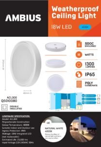18W Weather Proof Ceiling Light 300mm