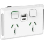PDL Pro Series Double Switched Socket 10A+Double USB A+C - White