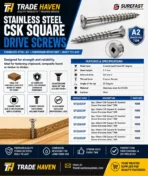 8GX32mm CSK SQ Screw (500) - Image 2