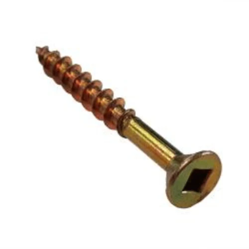 ZINC SCREW Half Thread (1) 8Gx32mm CSK Sq #2 Yellow Zinc (500) - Image 1